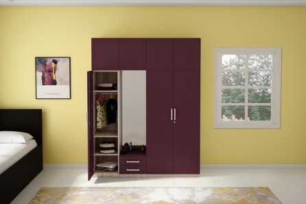 KALISTA WOODEN WARDROBE 1 DOOR (SHIAL WINE RED)